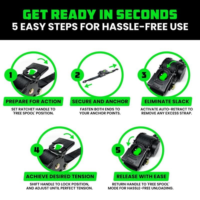 Retractable Ratchet Straps